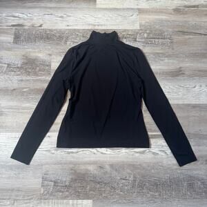 St. John Black Stretch Turtleneck Top Nylon Blend Minimal Luxe Medium